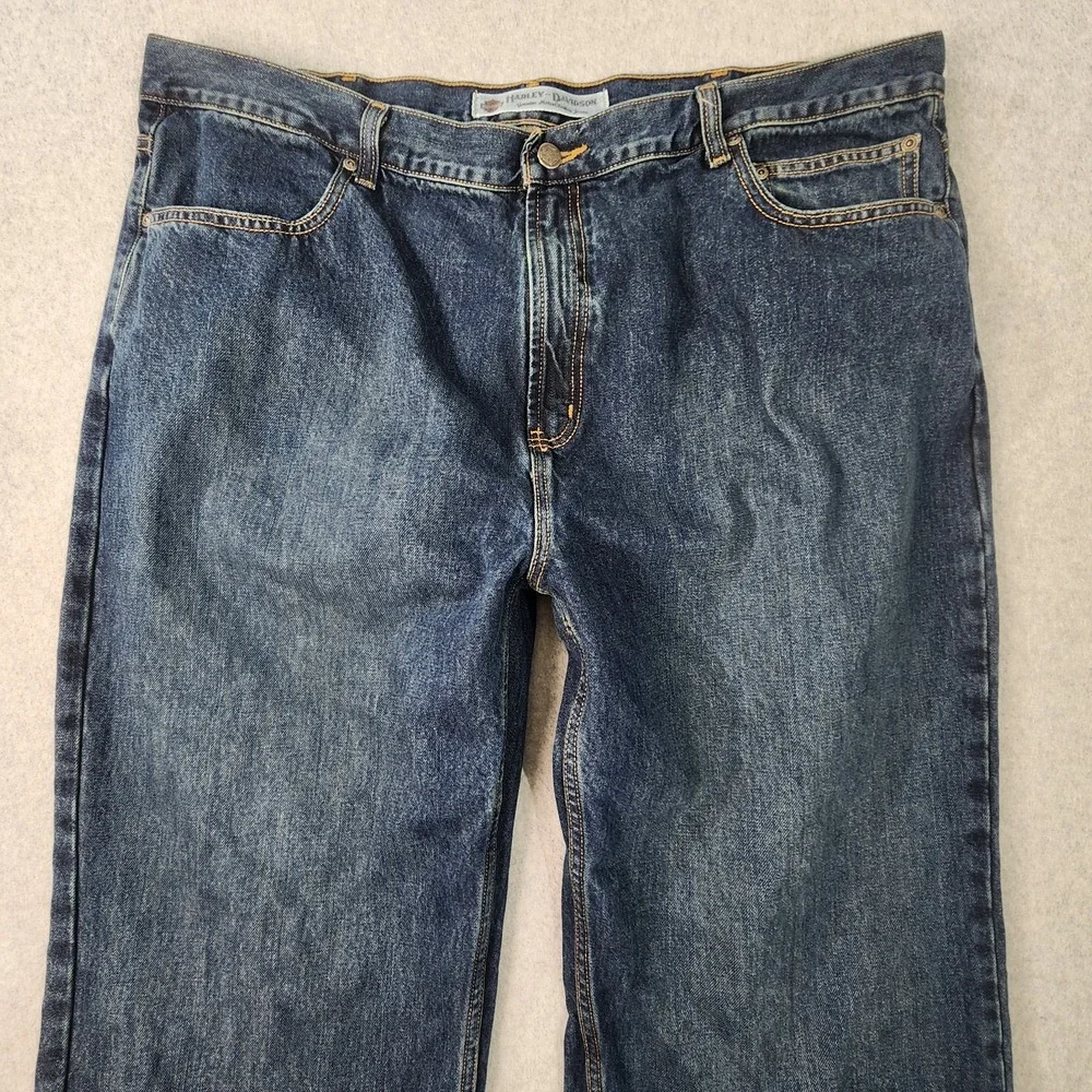 Harley Davidson Motorcycle Jeans Mens 42x32‎ Blue Medium Wash Biker Cotton Denim